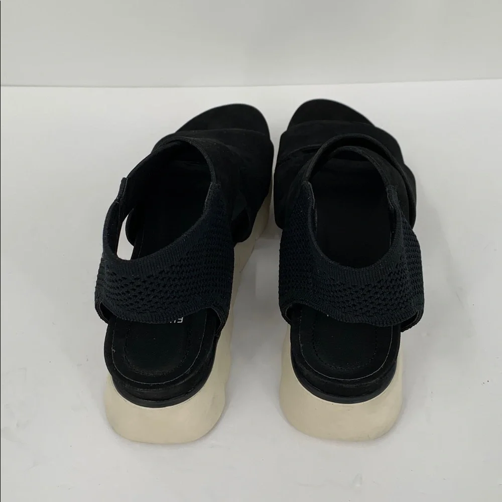 Eileen Fisher Chant platform wedge sandal black shoe leather strappy new 8.5